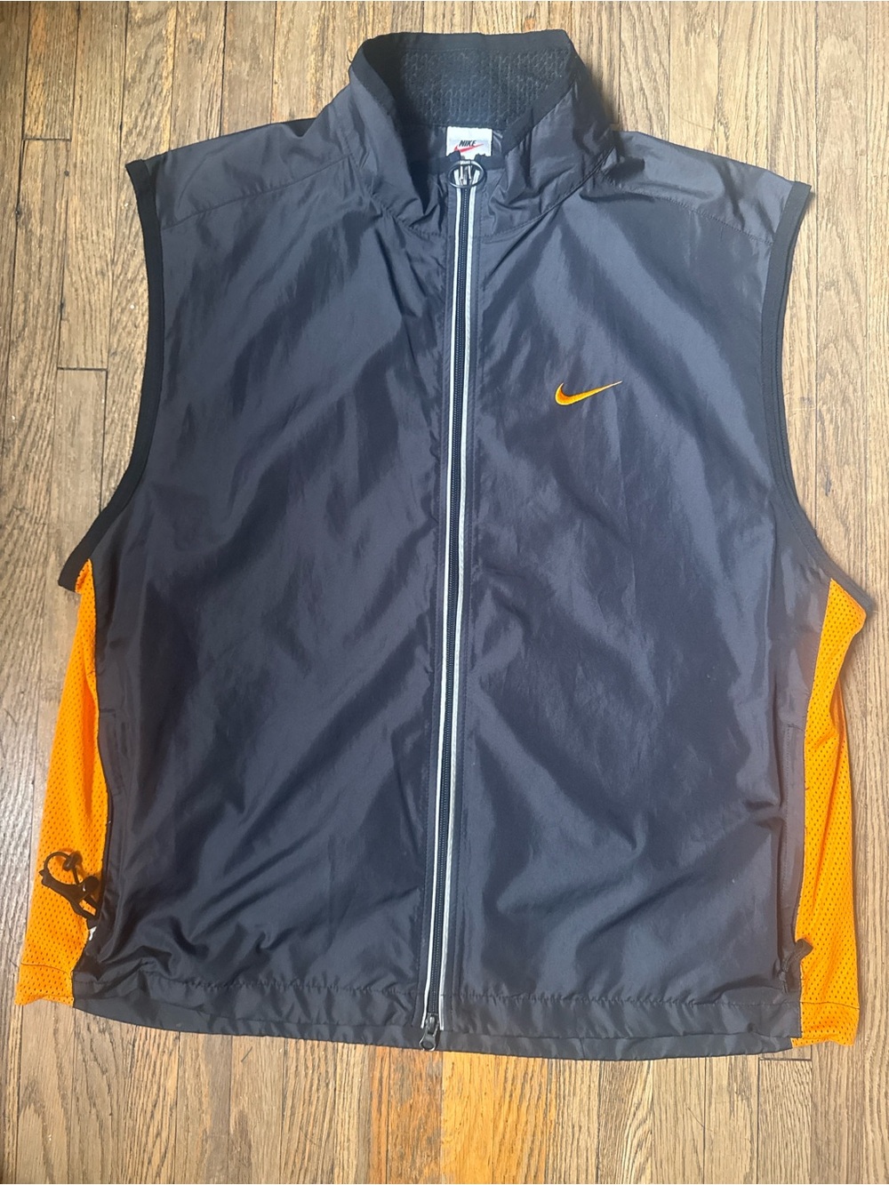 Nike Black & Orange Athletic Sleeveless Windbreaker Vest